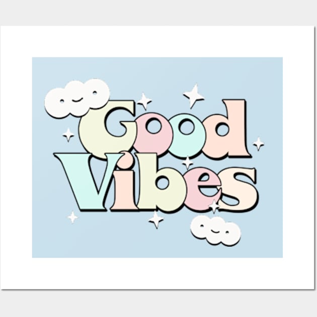 Good Vibes /// Original Retro Style Typography Design Wall Art by DankFutura